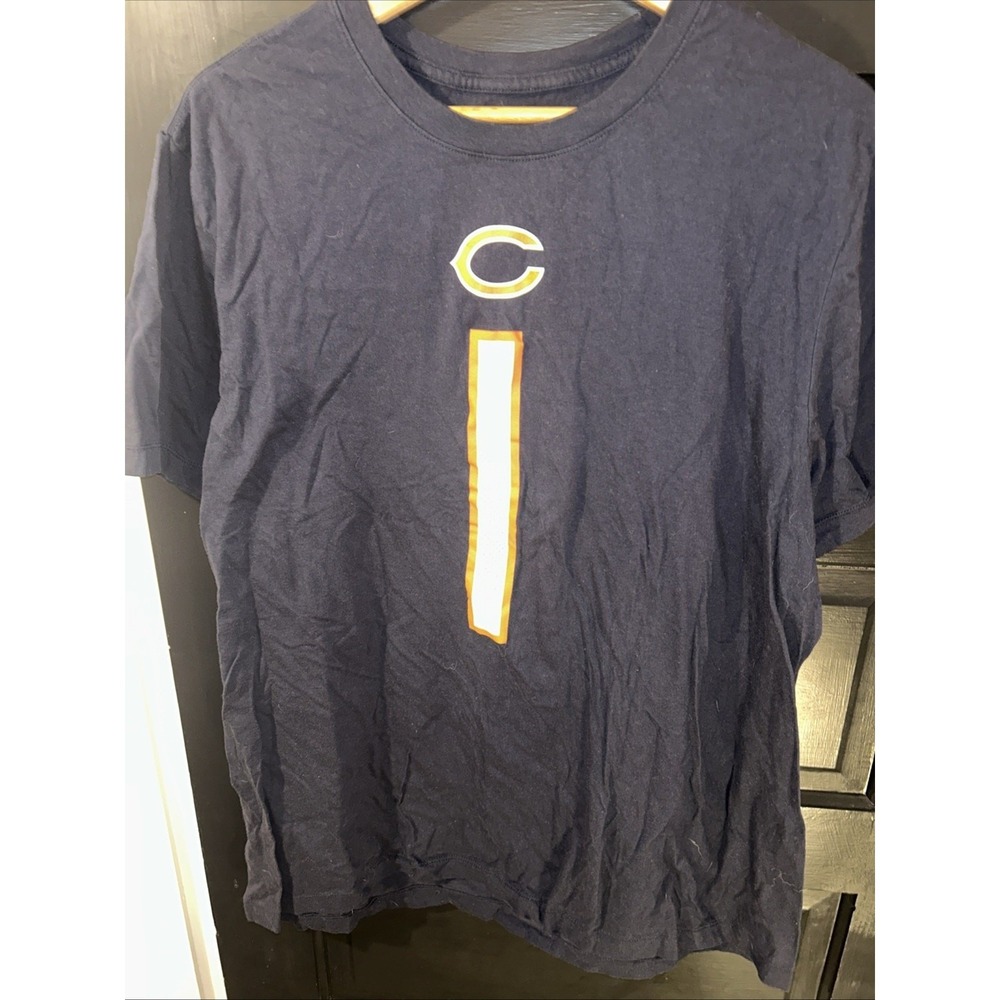 Nike Chicago Bears Justin Fields 1 NFL Navy Blue Shirt Mens XXL